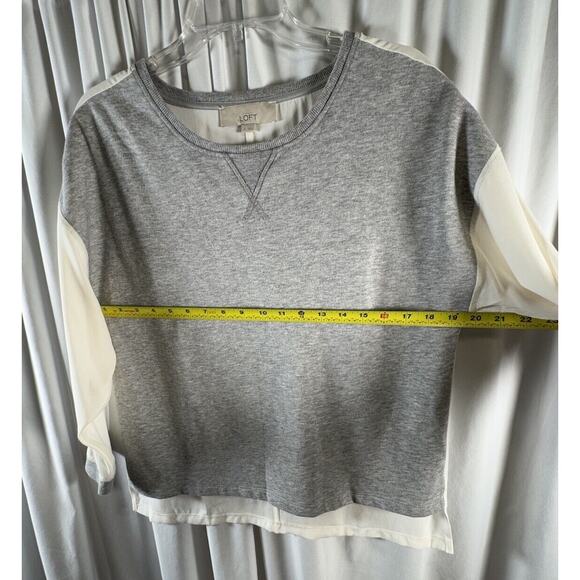 Ann Taylor LOFT Hi-Lo Media Sweatshirt, Gray & Ivory, Sz: S, 73-71 - Picture 8 of 14